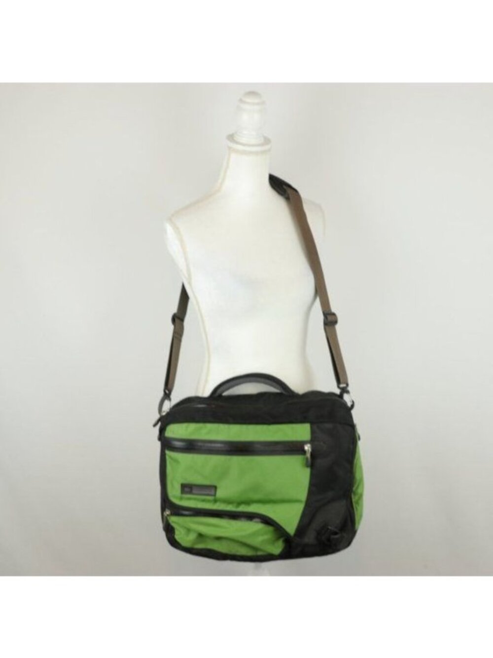 REI Unisex Adult Green & Black Woven Soft Sided Laptop Briefcase Messenger Bag
